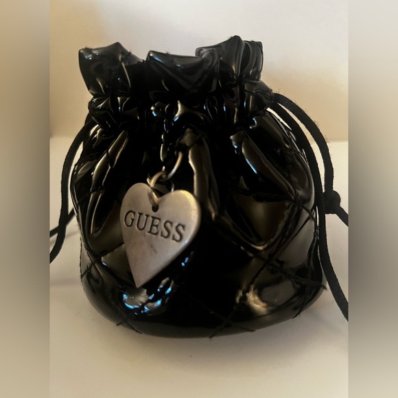 Guess Handbags - Guess Glossy Black Pouch with Heart Charm